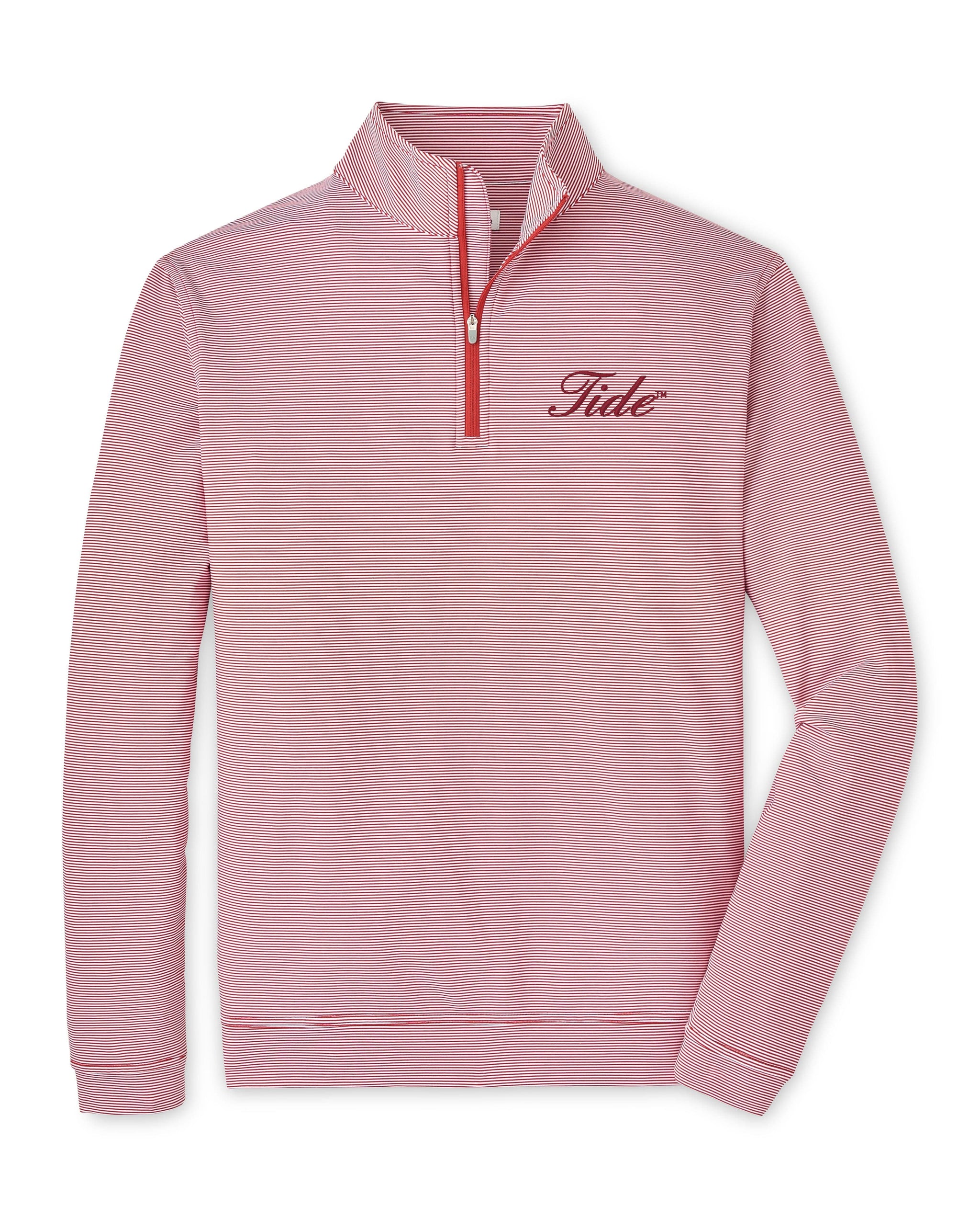 PETER MILLAR GAMEDAY - UNIVERSITY OF ALABAMA - TIDE - 14 ZIPS CRIMSON/WHITE / S TIDE PERTH MINI STRIPE 1/4 ZIP