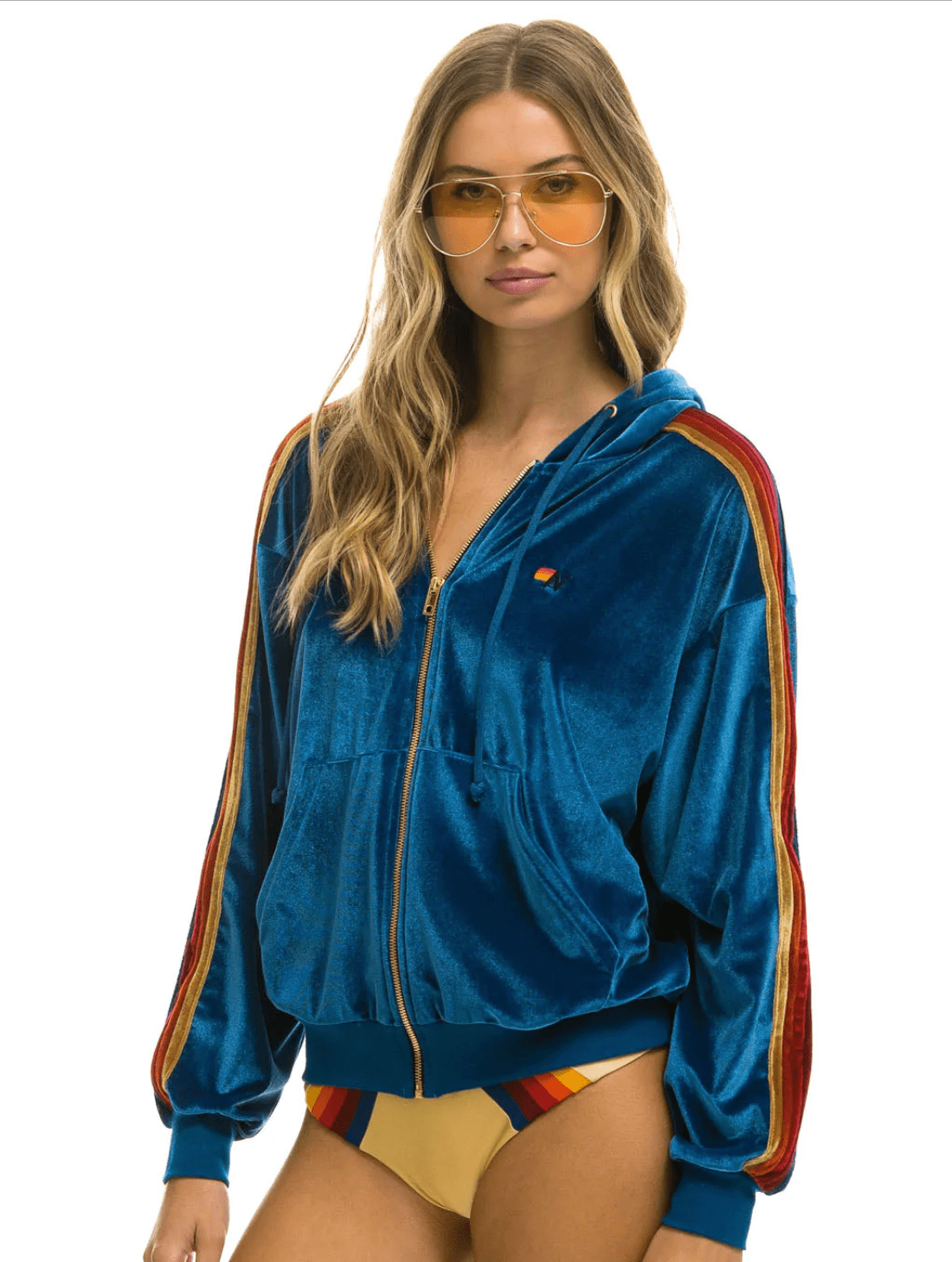 Velvet top zip hoodie