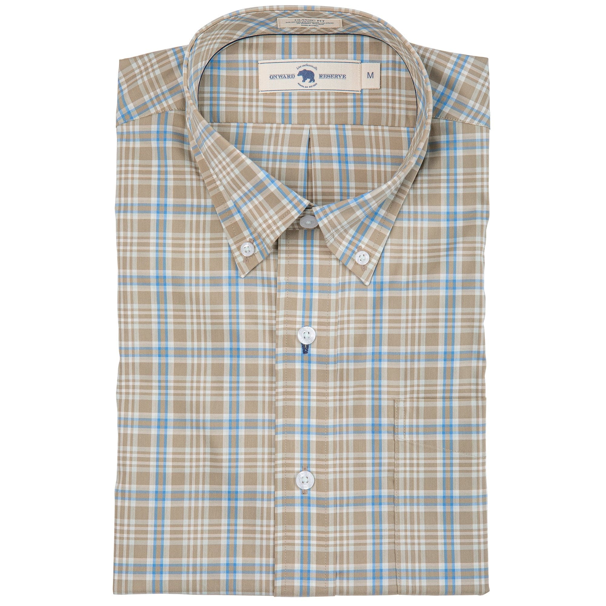 ONWARD RESERVE Sport Shirts DUNE / S HUDSON QUAD CLASSIC FIT BUTTON DOWN