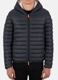 SAVE THE DUCK JACKET MENS  NATHAN FAUX FUR LINED HOODED JACKET