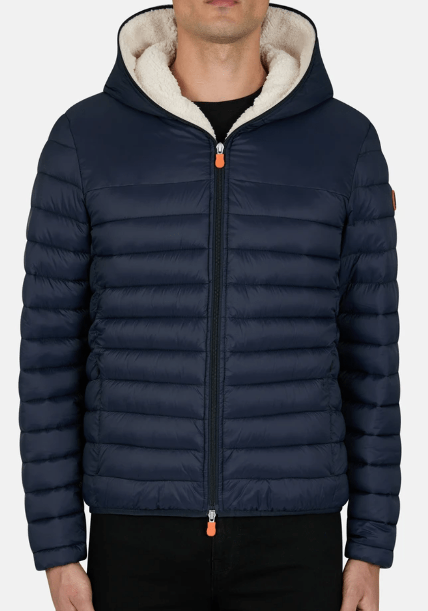 SAVE THE DUCK JACKET MENS  NATHAN FAUX FUR LINED HOODED JACKET