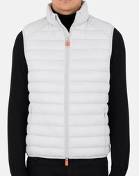 SAVE THE DUCK VEST FROZEN GREY / L MENS ADAM VEST W/ STANDING COLLAR