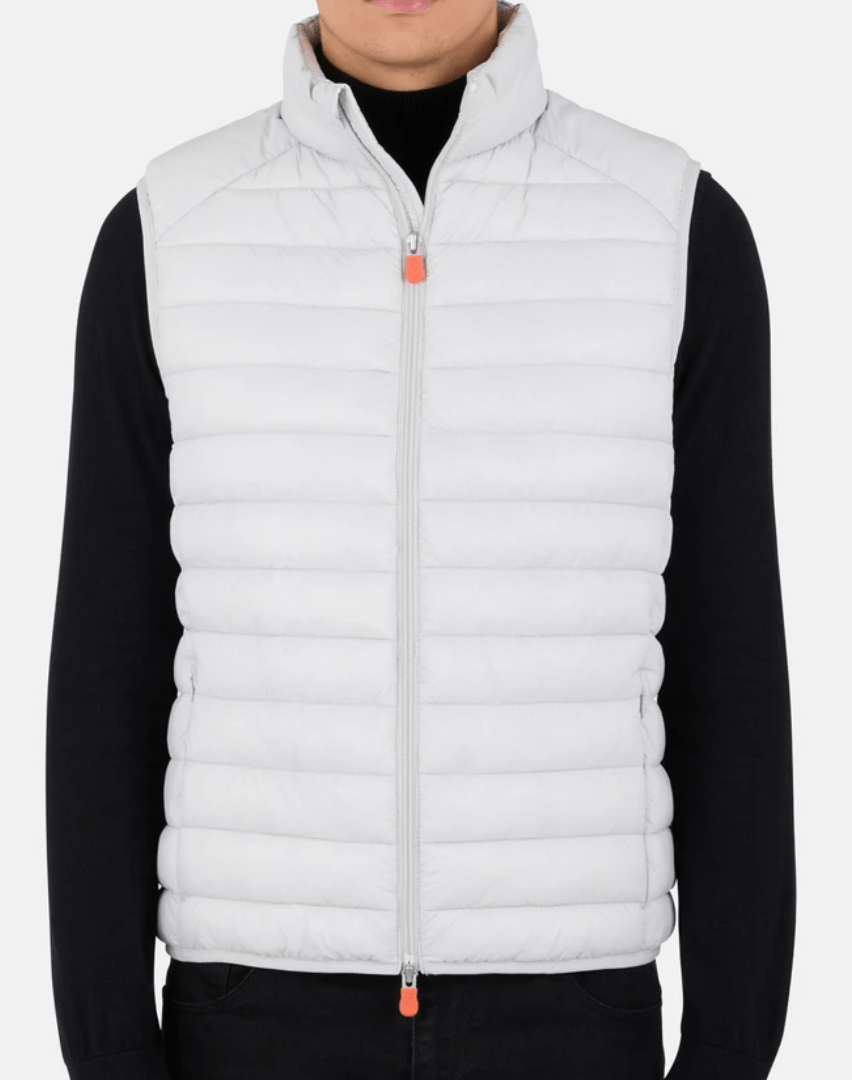 SAVE THE DUCK VEST FROZEN GREY / L MENS ADAM VEST W/ STANDING COLLAR