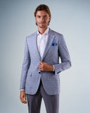 BARONI SPORT COAT GREY/BLUE CHECK / 40R MAXDAVOLI GUABELLO SOFT COAT