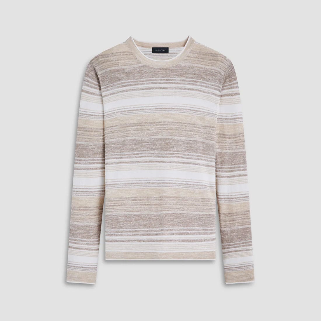 BUGATCHI SWEATERS BEIGE / M OMBRE STRIPE CREW NECK SWEATER