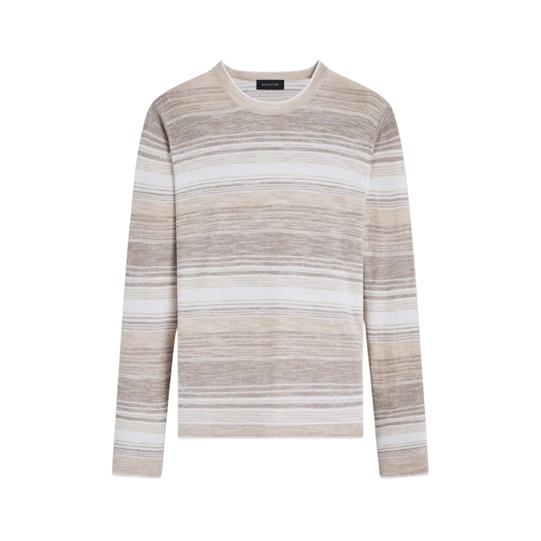 BUGATCHI SWEATERS BEIGE / M OMBRE STRIPE CREW NECK SWEATER