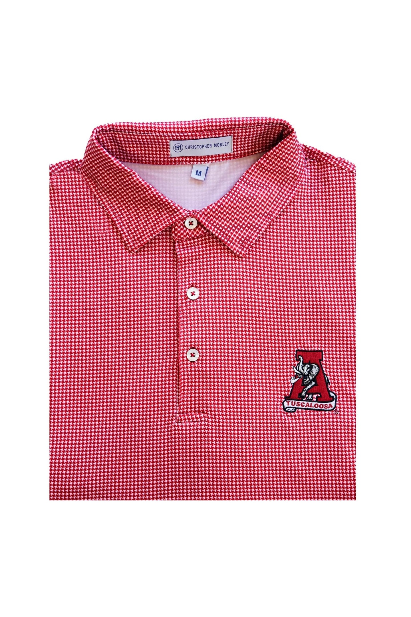 Christopher Mobley GAMEDAY - UNIVERSITY OF ALABAMA - TUSCALOOSA VAULT A - POLOS CRIMSON / S CM VAULT HOUNDSTOOTH POLO