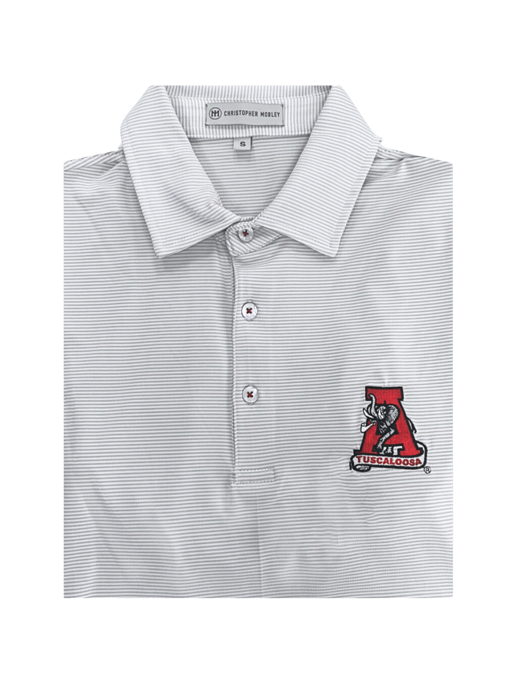 Christopher Mobley GAMEDAY - UNIVERSITY OF ALABAMA - TUSCALOOSA VAULT A - POLOS GREY / S CM VAULT POLO JUBILEE STRIPE