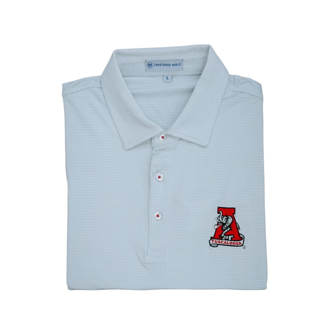 Christopher Mobley GAMEDAY - UNIVERSITY OF ALABAMA - TUSCALOOSA VAULT A - POLOS GREY / XL CM VAULT POLO JUBILEE STRIPE