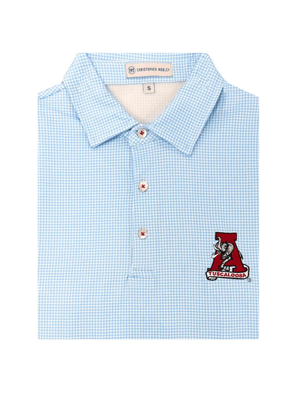 Christopher Mobley GAMEDAY - UNIVERSITY OF ALABAMA - TUSCALOOSA VAULT A - POLOS SKY / S CM VAULT HOUNDSTOOTH POLO