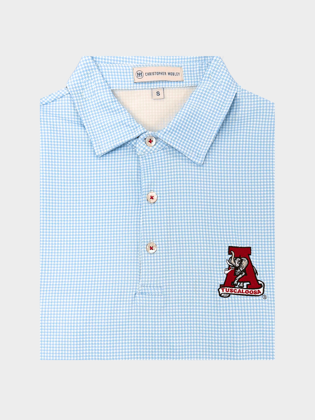 Christopher Mobley GAMEDAY - UNIVERSITY OF ALABAMA - TUSCALOOSA VAULT A - POLOS SKY / S CM VAULT HOUNDSTOOTH POLO