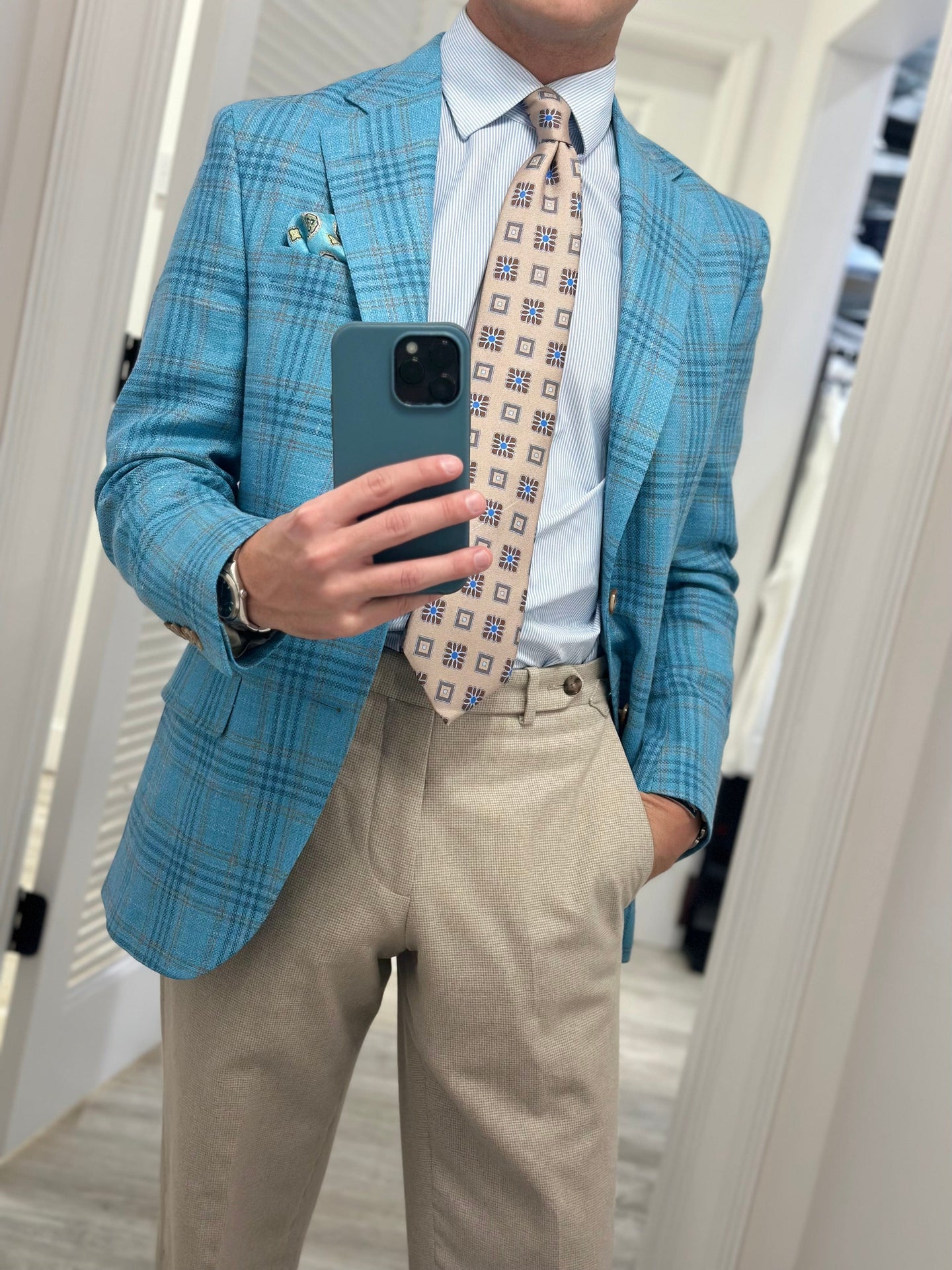 EMPIRE SPORT COAT TEAL PLAID / 40R SP25 EMPIRE COATS