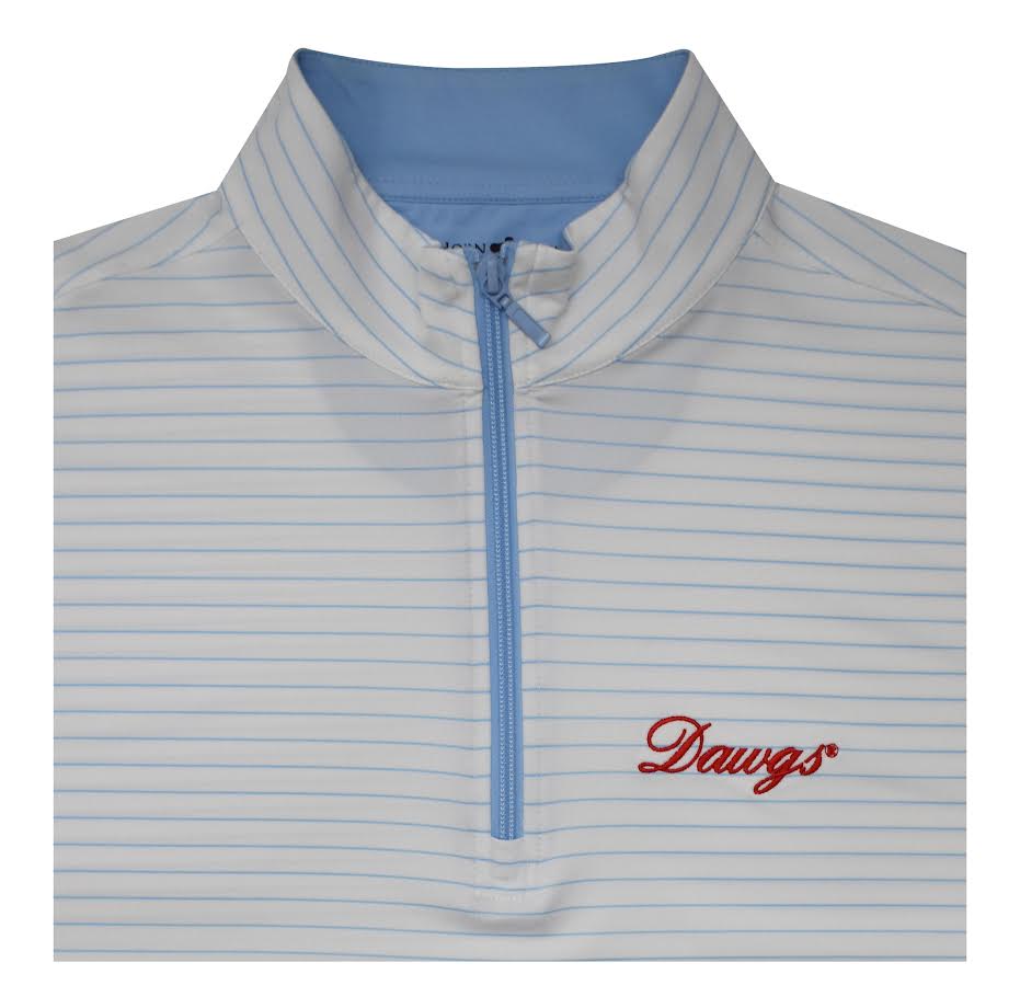 HORN LEGEND GAMEDAY - 14 ZIP WHITE/ ICE BLUE / S DAWGS STRIPE 1/4 ZIP