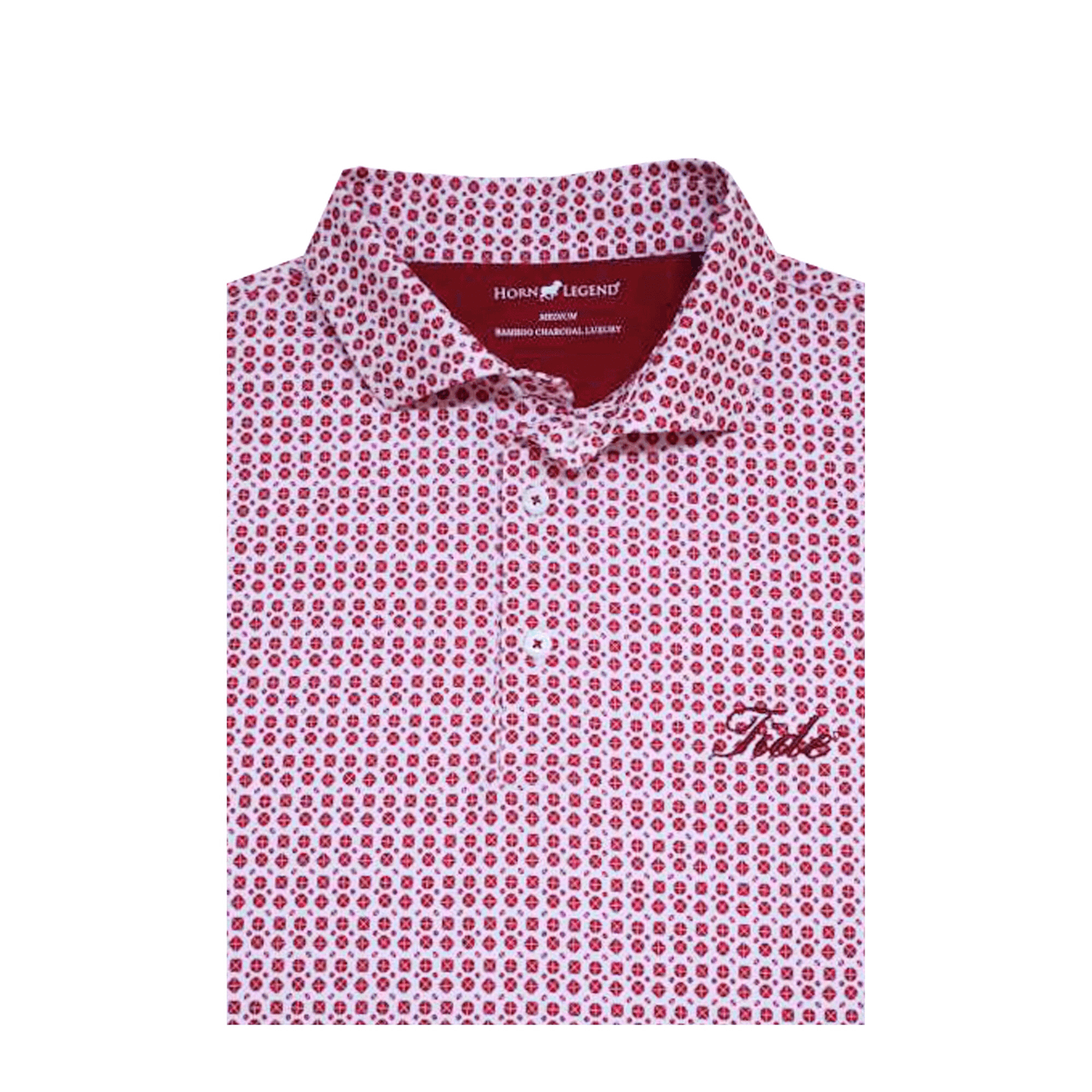 HORN LEGEND GAMEDAY - UNIVERSITY OF ALABAMA - TIDE - POLOS WHITE/CRIMSON / S TIDE GEO PRINT POLO