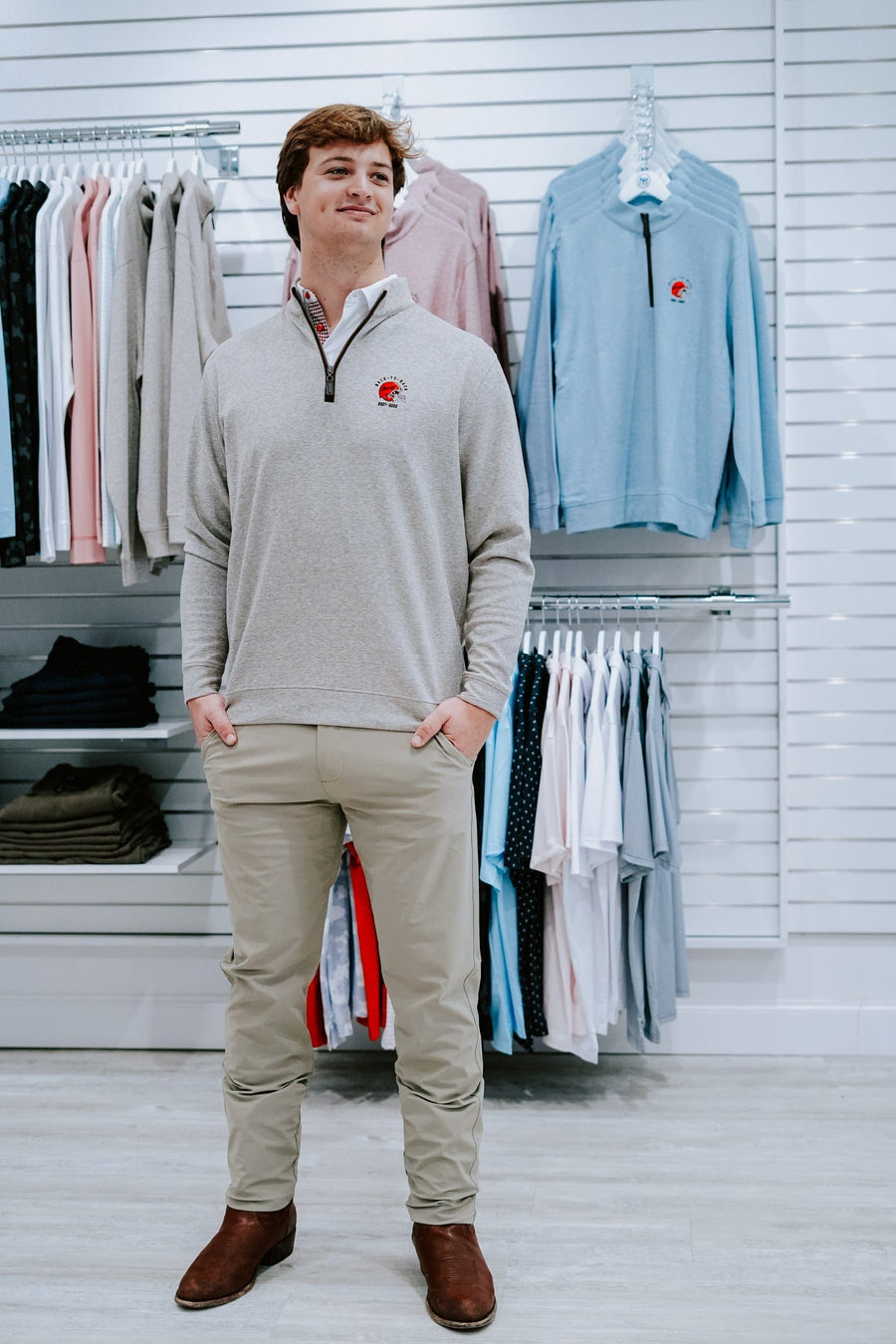 HORN LEGEND GAMEDAY - UNIVERSITY OF GEORGIA - 14 ZIPS DAWGS BACK-TO-BACK LUXURY SUEDE 1/4 ZIP