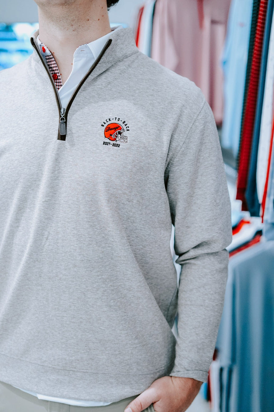 HORN LEGEND GAMEDAY - UNIVERSITY OF GEORGIA - 14 ZIPS DAWGS BACK-TO-BACK LUXURY SUEDE 1/4 ZIP