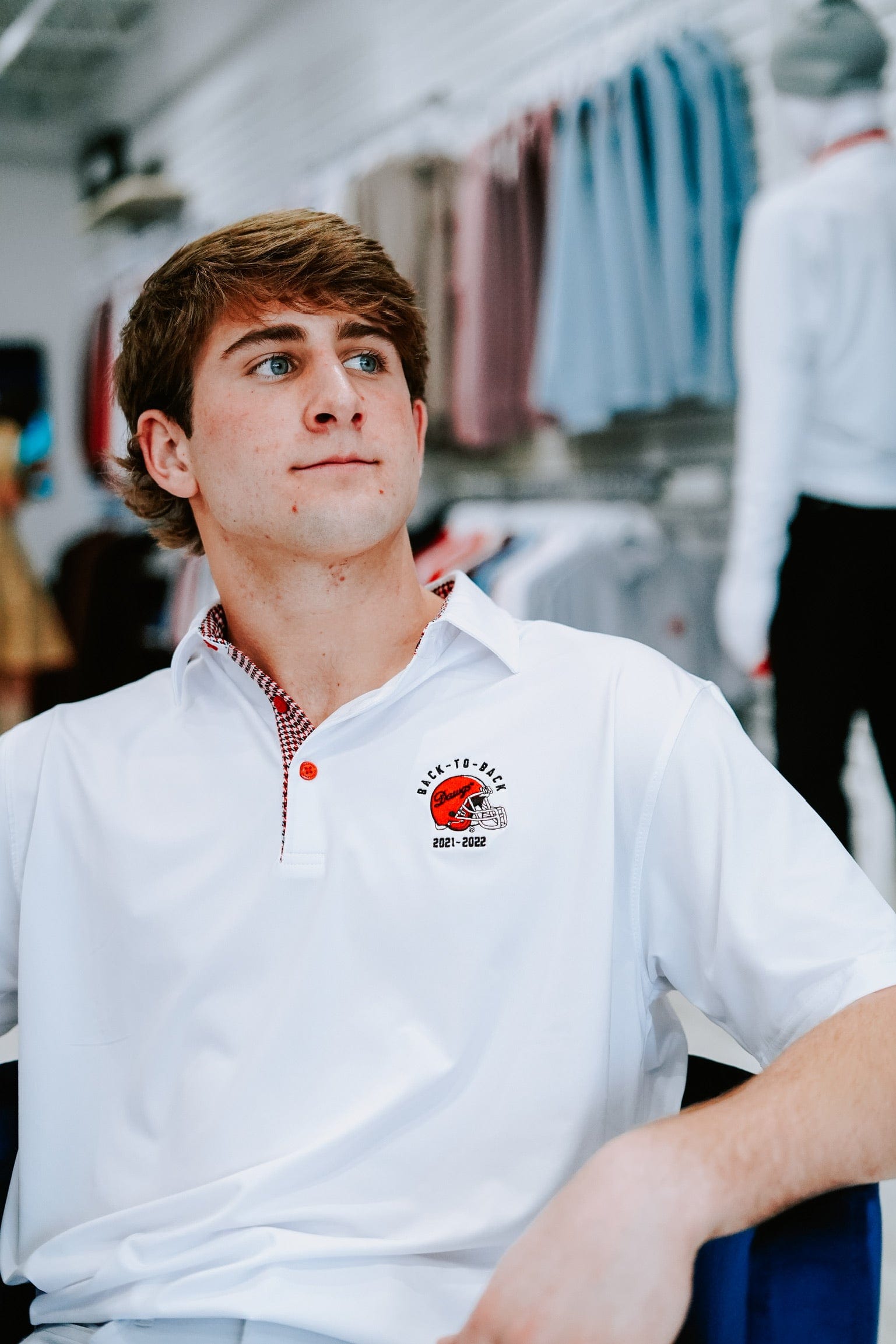 DAWGS BACK-TO-BACK HOUNDSTOOTH TRIM POLO – Christopher Mobley