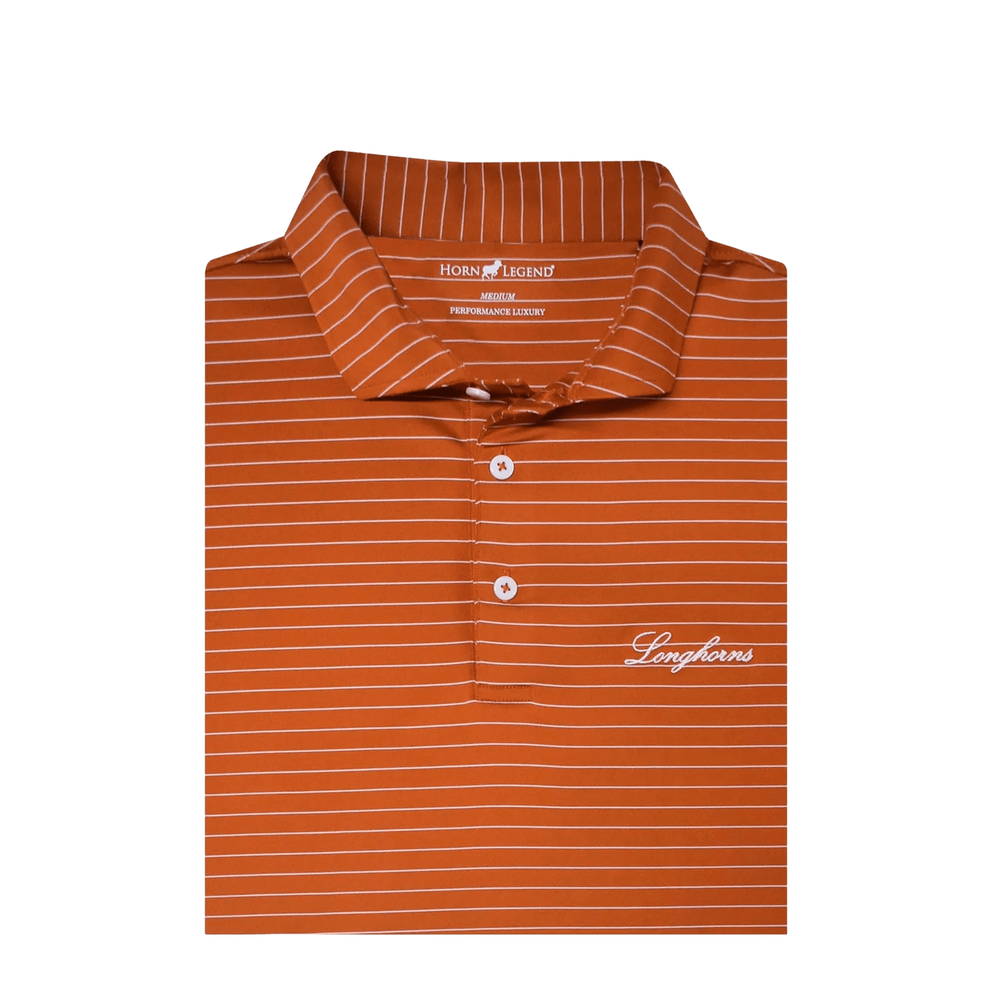 HORN LEGEND GAMEDAY - UNIVERSITY OF TEXAS - AUSTIN - POLOS BURNT ORANGE/WHITE / S LONGHORNS STRIPE POLO