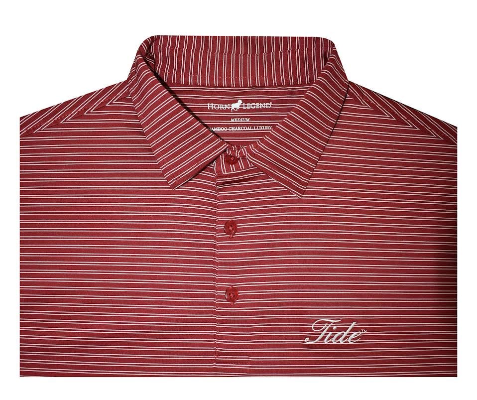 HORN LEGEND KNITS CRIMSON/WHITE / S TIDE DOUBLE STRIPE POLO