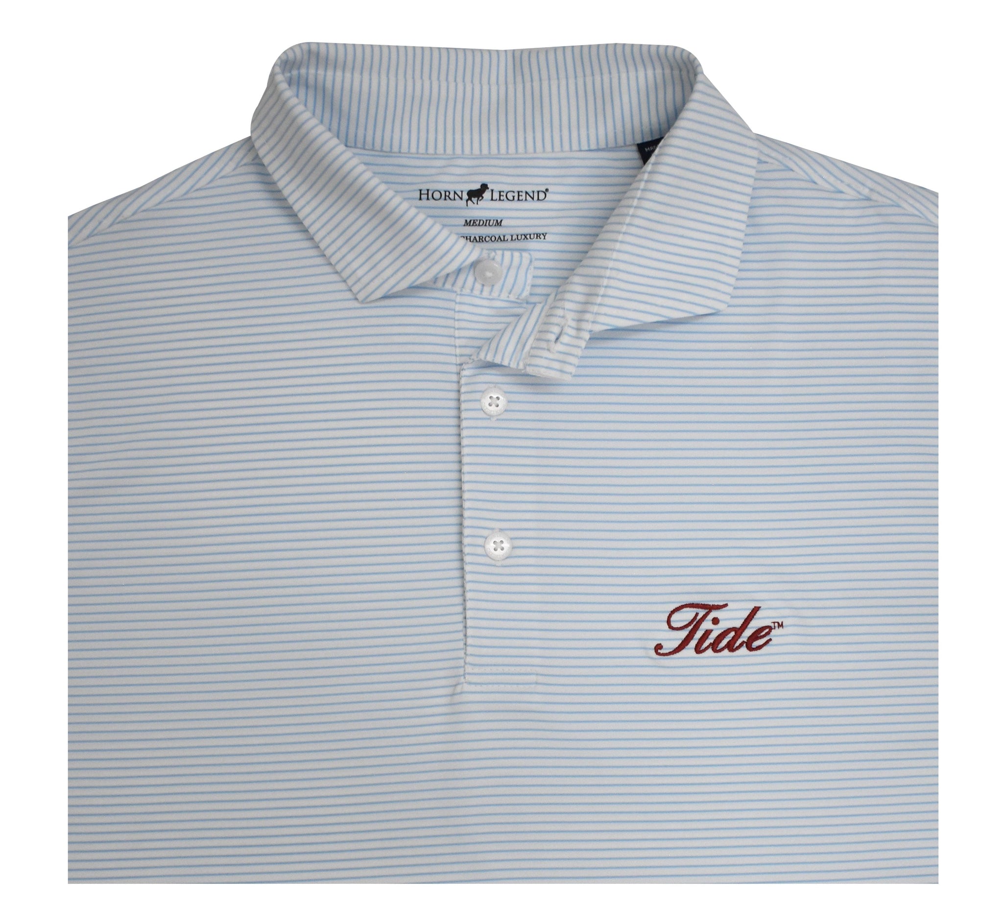 HORN LEGEND KNITS ICE BLUE/WHITE / S TIDE MED STRIPE POLO