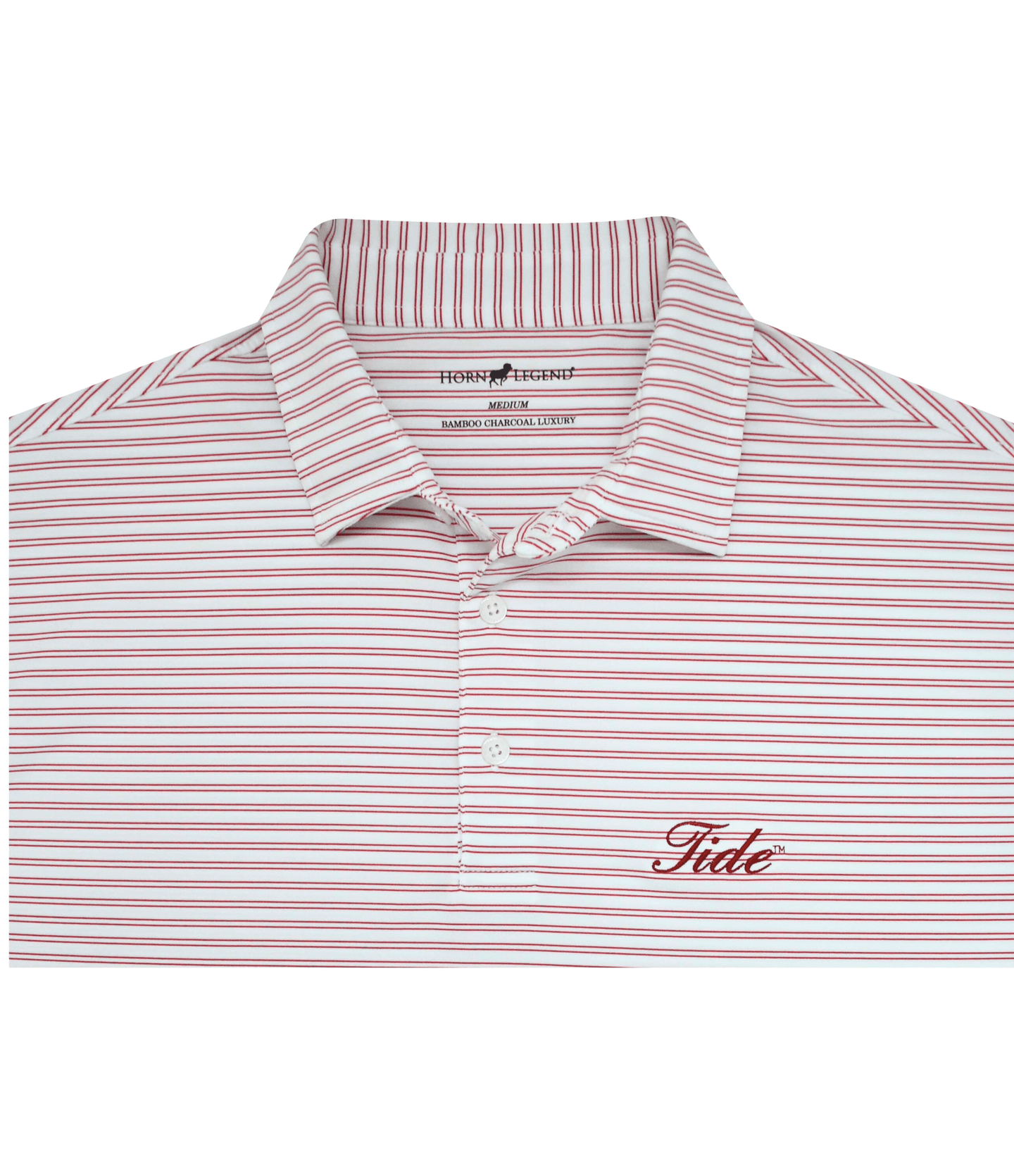 HORN LEGEND KNITS WHITE/CRIMSON / S TIDE DOUBLE STRIPE POLO