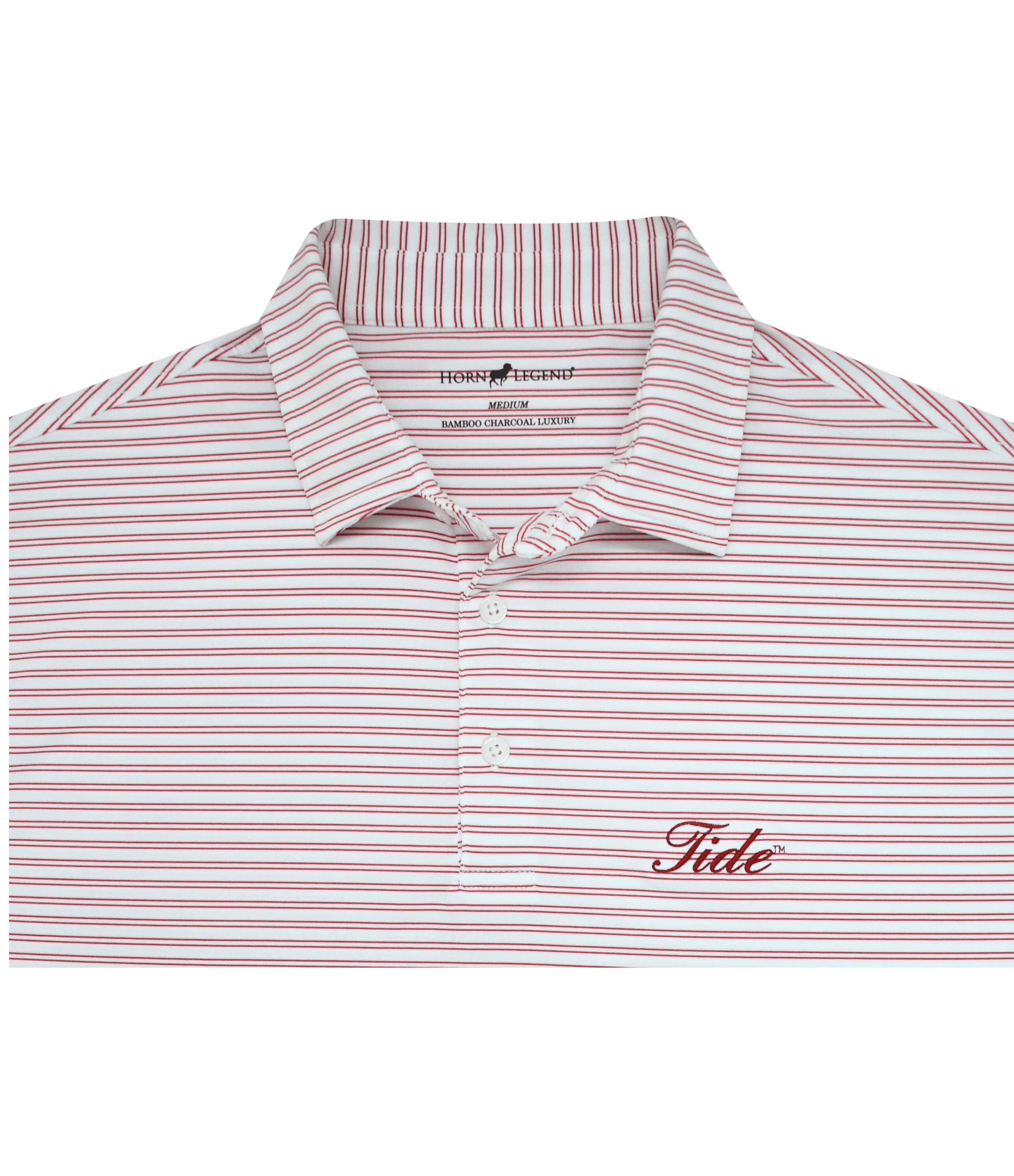 HORN LEGEND KNITS WHITE/CRIMSON / S TIDE DOUBLE STRIPE POLO