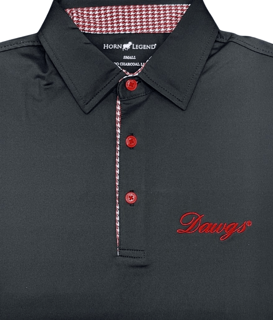 HORN LEGEND POLOS BLACK / M DAWGS HOUNDSTOOTH TRIM POLO