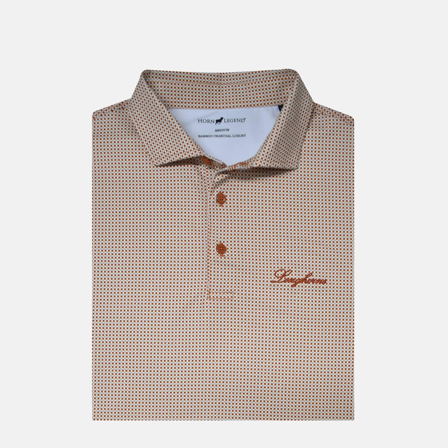 HORN LEGEND POLOS BURNT ORANGE / S LONGHORNS CHECK POLO