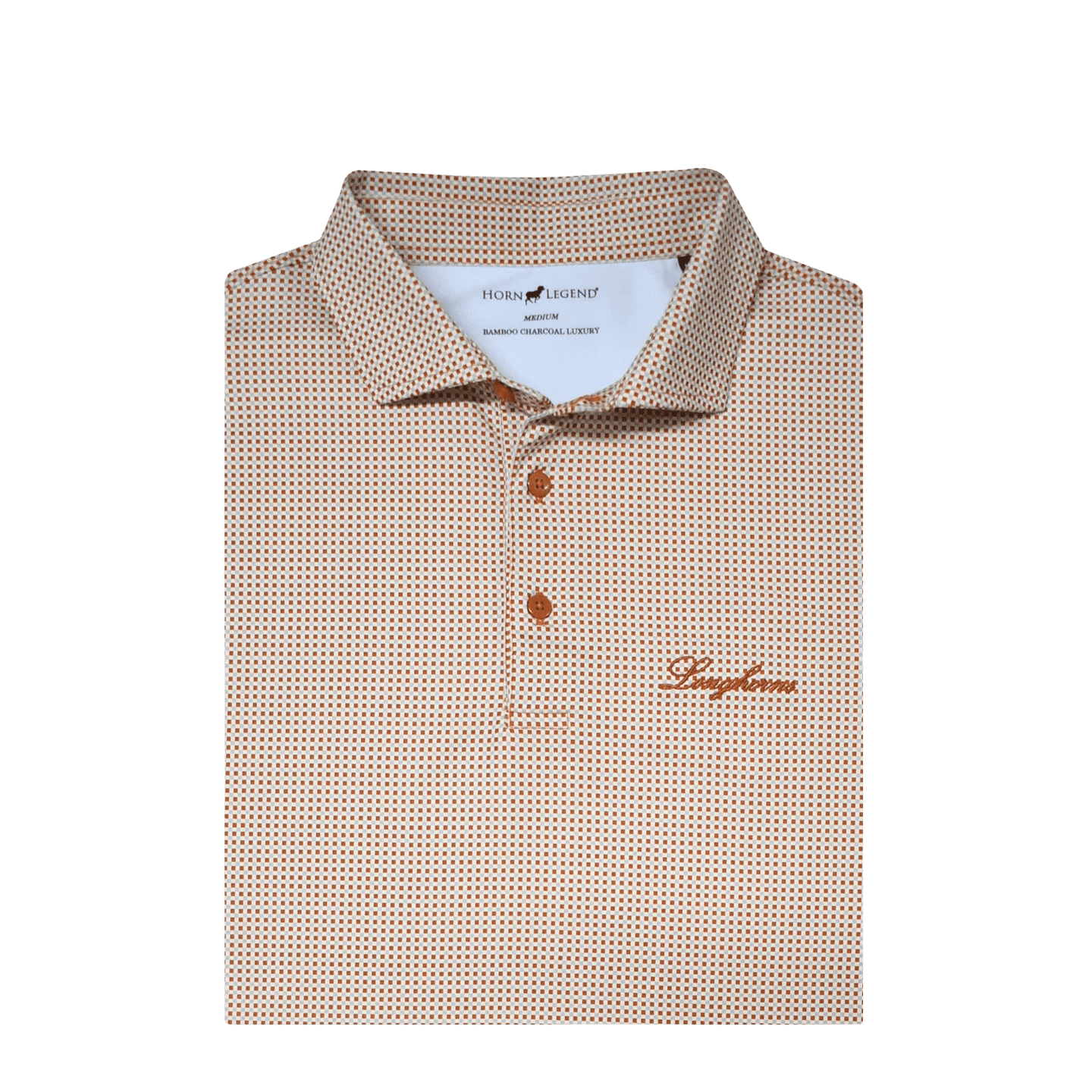 HORN LEGEND POLOS BURNT ORANGE / S LONGHORNS CHECK POLO