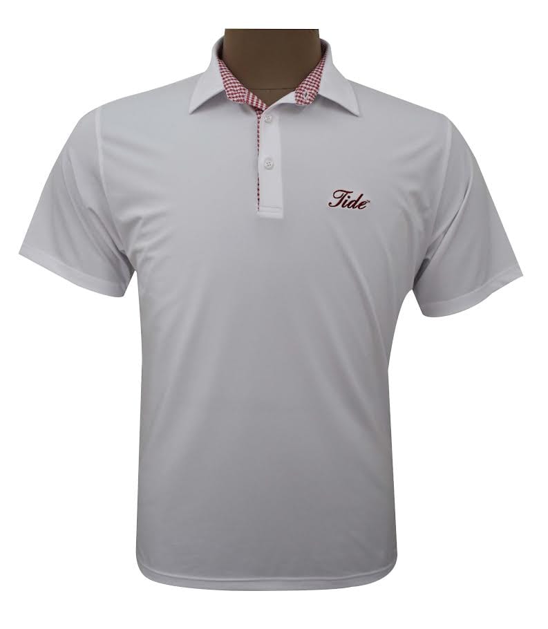 HORN LEGEND POLOS TIDE SOLID HOUNDSTOOTH TRIM POLO