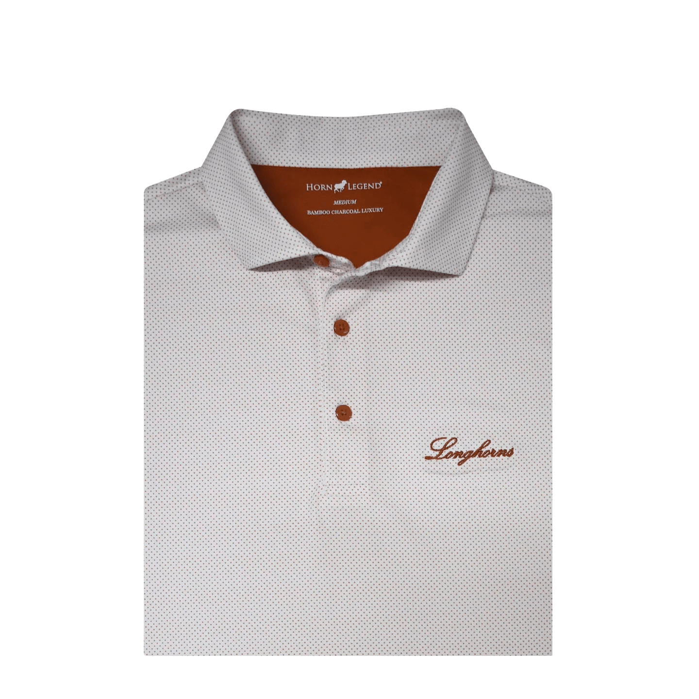 HORN LEGEND POLOS WHITE/BURNT ORANGE / S LONGHORNS DOT POLO