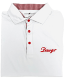 HORN LEGEND POLOS WHITE / S DAWGS HOUNDSTOOTH TRIM POLO