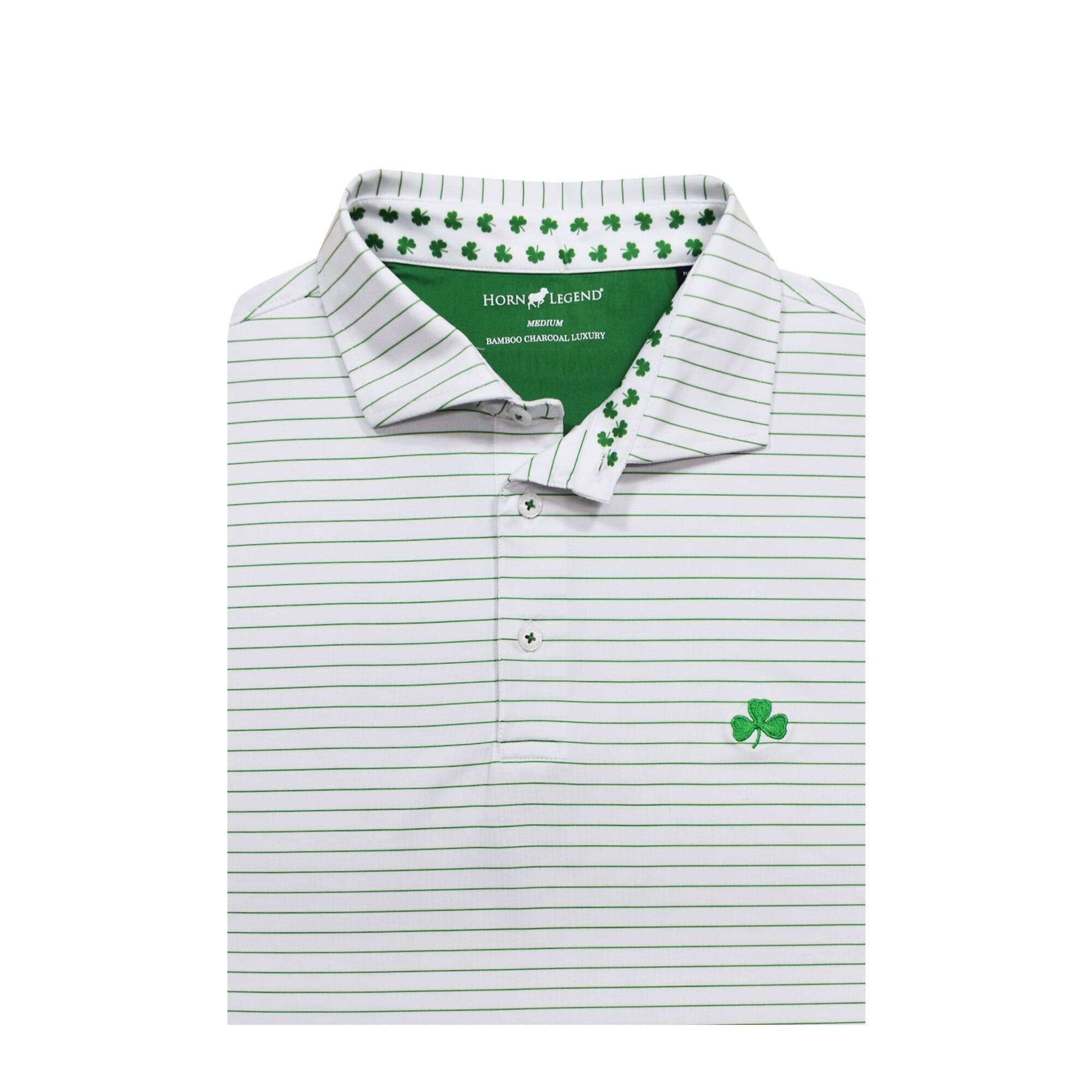 HORN LEGEND SHIRTS - POLO WHITE/GREEN / M ST. PATTY'S ACCENT STRIPE