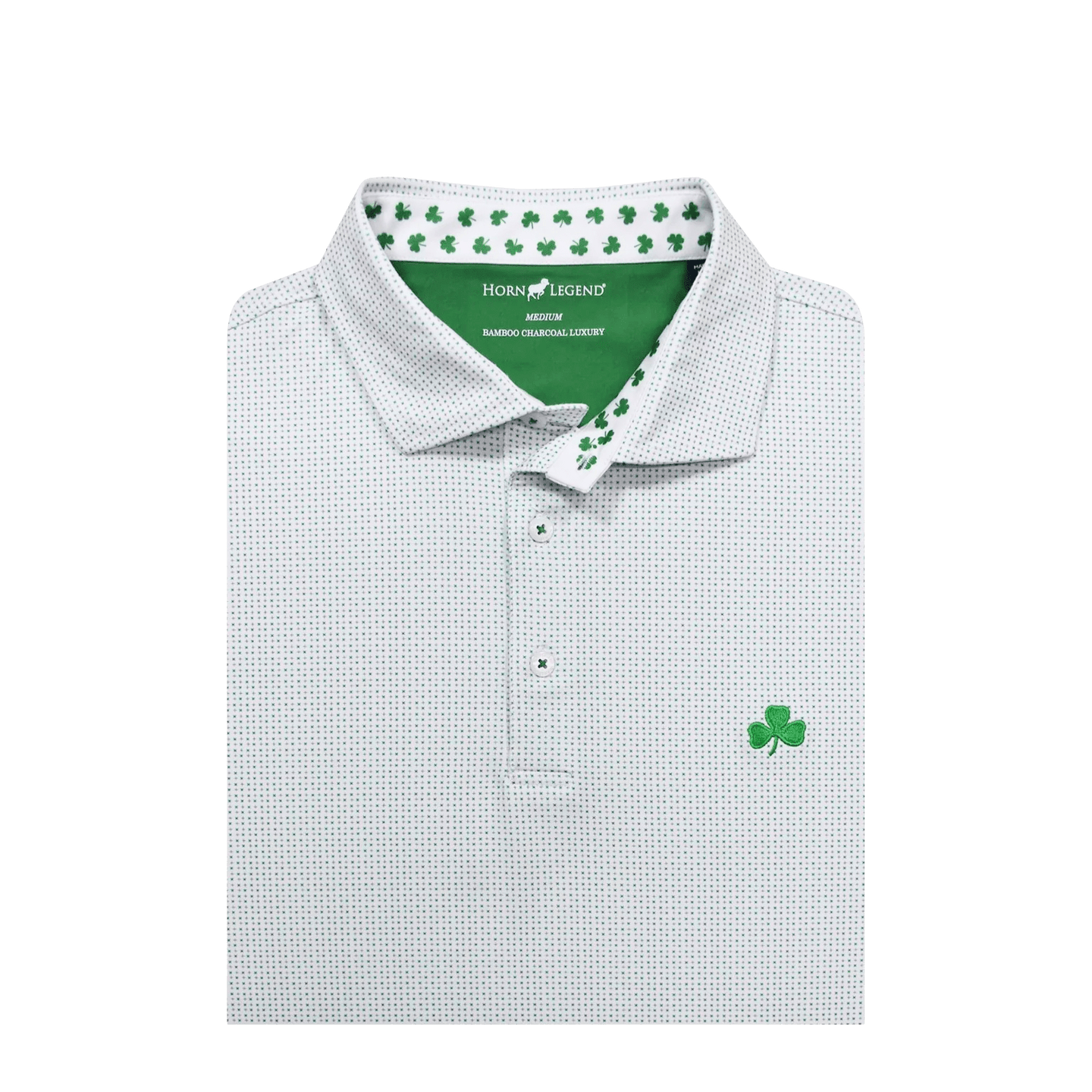 HORN LEGEND SHIRTS - POLO WHITE/GREEN / S ST. PATTYS CHECKER POLO