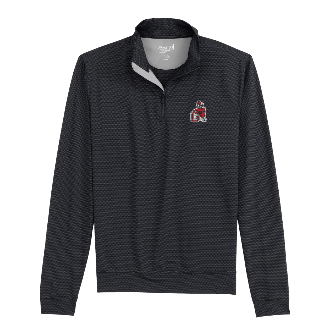 JOHNNIE-O GAMEDAY - UNIVERSITY OF GEORGIA - 14 ZIPS BLACK SEAL / S VINTAGE DAWG JAMIE 1/4 ZIP