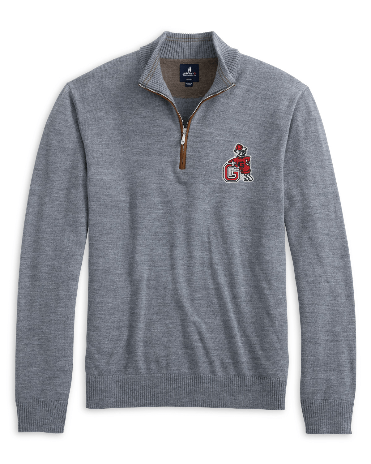 JOHNNIE-O GAMEDAY - UNIVERSITY OF GEORGIA - 14 ZIPS LIGHT GRAY / S VINTAGE DAWGS RAYNOR 1/4 ZIP