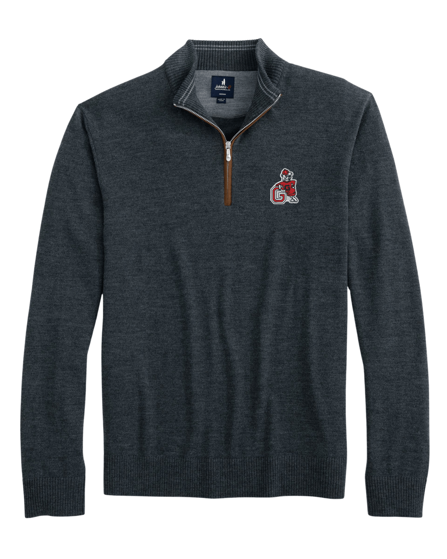 JOHNNIE-O GAMEDAY - UNIVERSITY OF GEORGIA - 14 ZIPS SMOKE / S VINTAGE DAWGS RAYNOR 1/4 ZIP