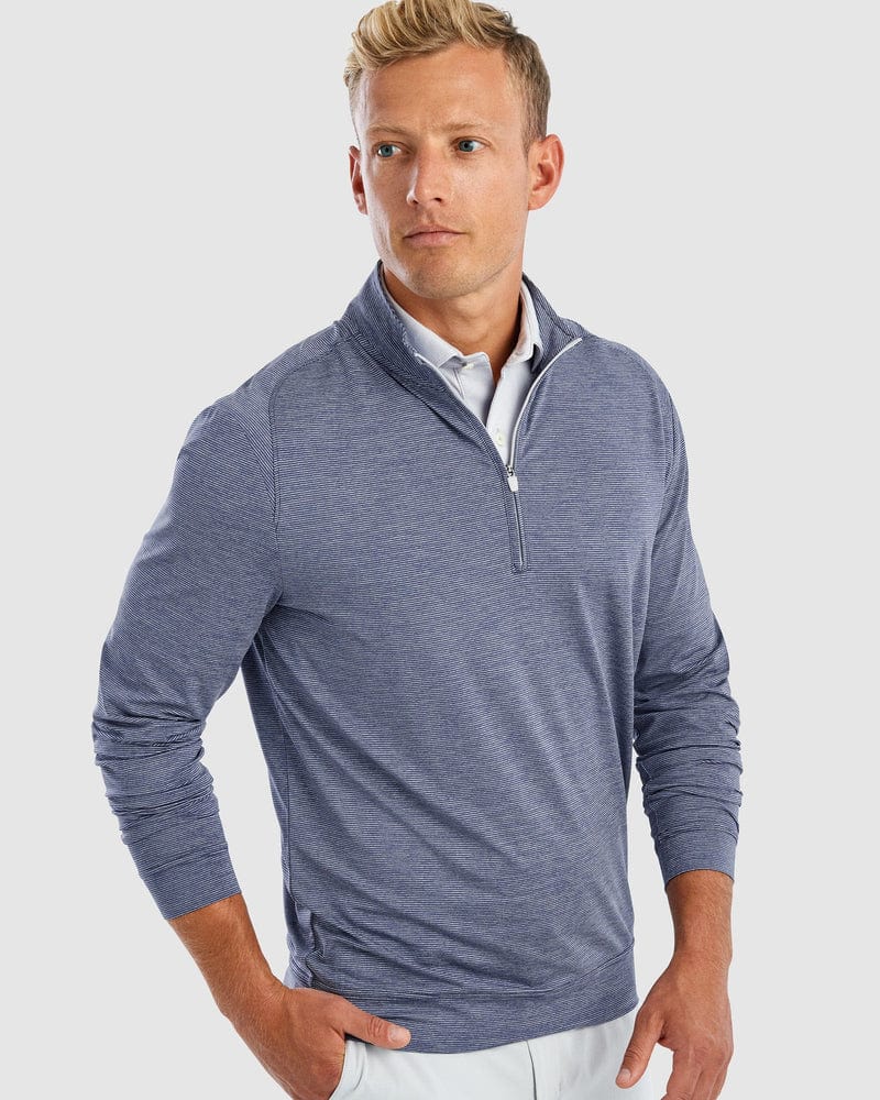 JOHNNIE-O OUTERWEAR - 14 ZIP Vaughn Striped PREP-FORMANCE 1/4 Zip Pullover
