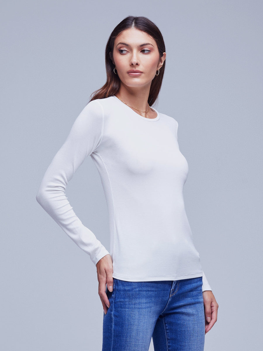 L'AGENCE WOMENS - CANTERBURY WHITE / XS TESS CREW NECK LONG SLEEVE