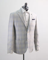 LUBIAM SPORT COAT GREY BLUE WHITE PLAID / 42R LBM S24 COAT