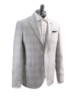 LUBIAM SPORT COAT GREY BLUE WHITE PLAID / 42R LBM S24 COAT