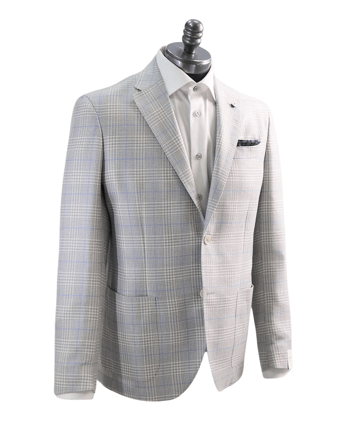 LUBIAM SPORT COAT GREY BLUE WHITE PLAID / 42R LBM S24 COAT