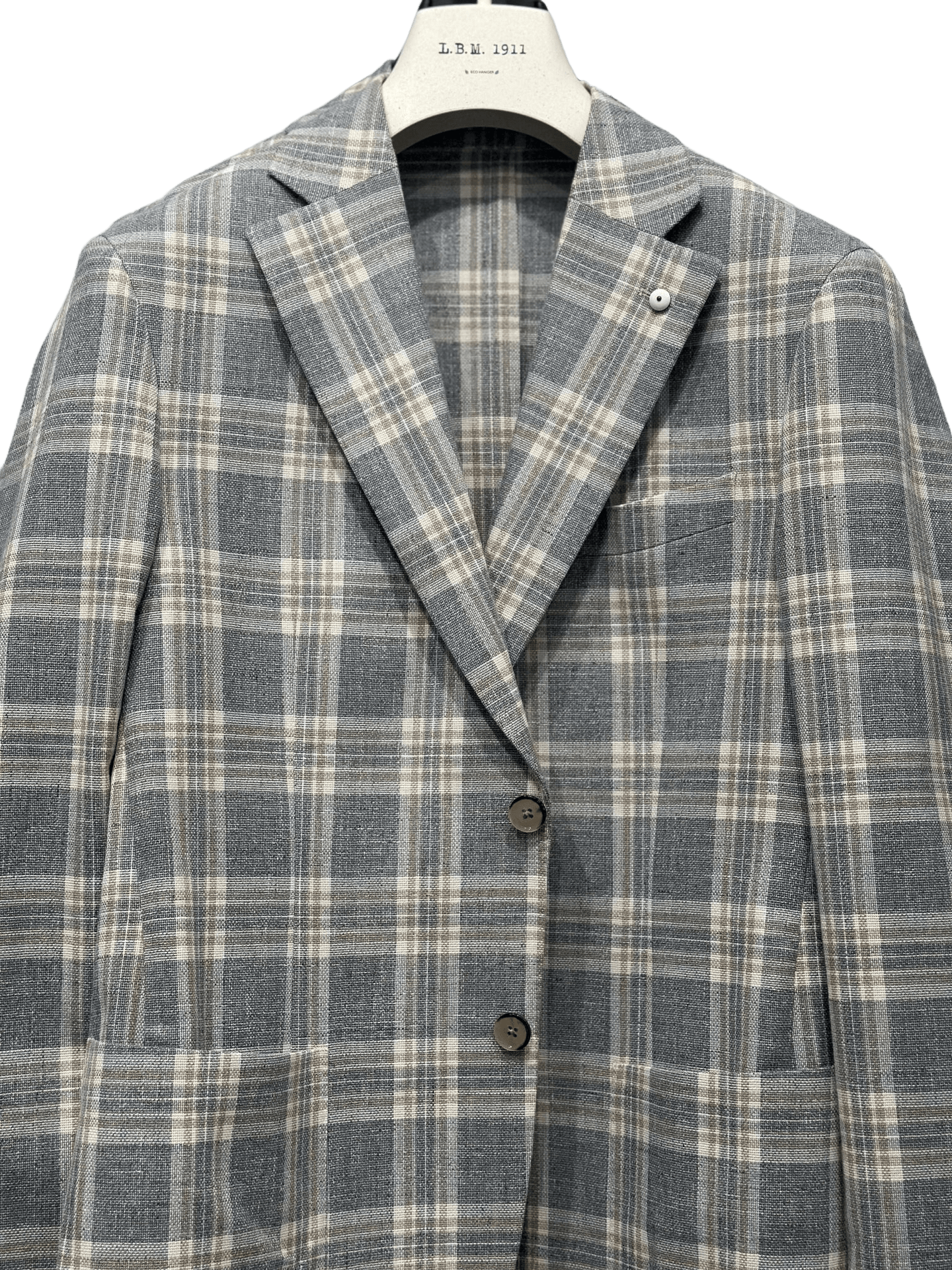 LUBIAM SPORT COAT GREY TAN PLAID / 38R LBM S24 COAT