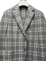 LUBIAM SPORT COAT GREY TAN PLAID / 38R LBM S24 COAT