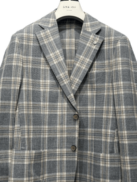 LUBIAM SPORT COAT GREY TAN PLAID / 38R LBM S24 COAT