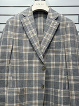 LUBIAM SPORT COAT GREY TAN PLAID / 40R LBM S24 COAT