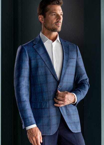MAX DAVOLI SPORT COAT BLUE PLAID / 38 MAX DAVOLI F23 COATS