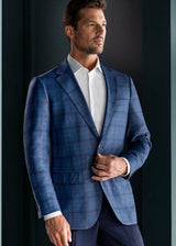 MAX DAVOLI SPORT COAT BLUE PLAID / 38 MAX DAVOLI F23 COATS