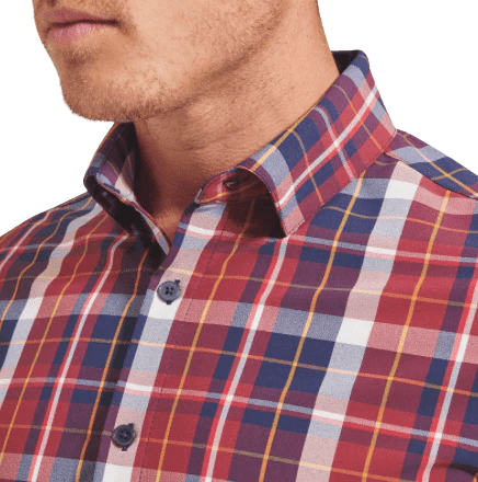 MIZZEN MAIN SHIRTS - LS SPORT LEEWARD LARGE BURGUNDY PLAID