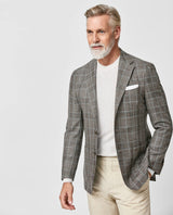 MUNRO SPORT COAT Brown Wool-Silk-Linen Blend Plaid Jacket